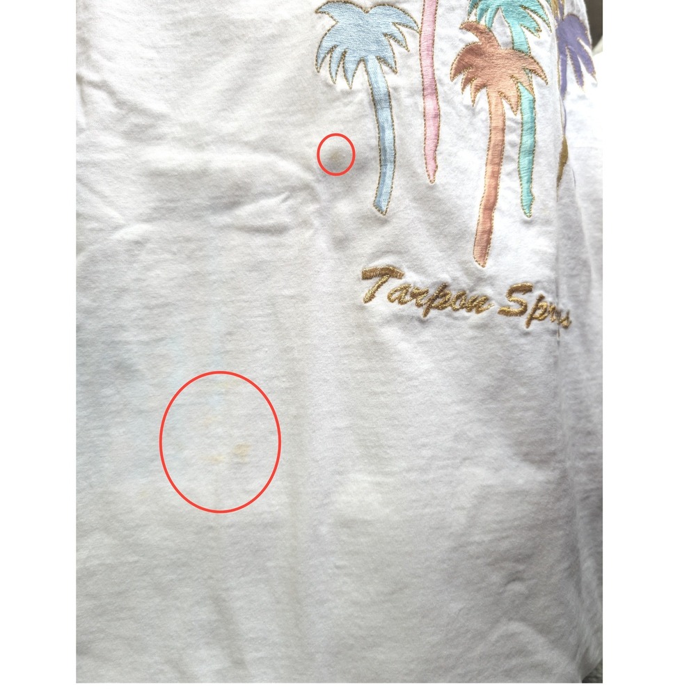 Vintage Hanes Heavyweight Tarpon Springs Florida Palm Tree Embroidered T-Shirt L - Picture 6 of 6